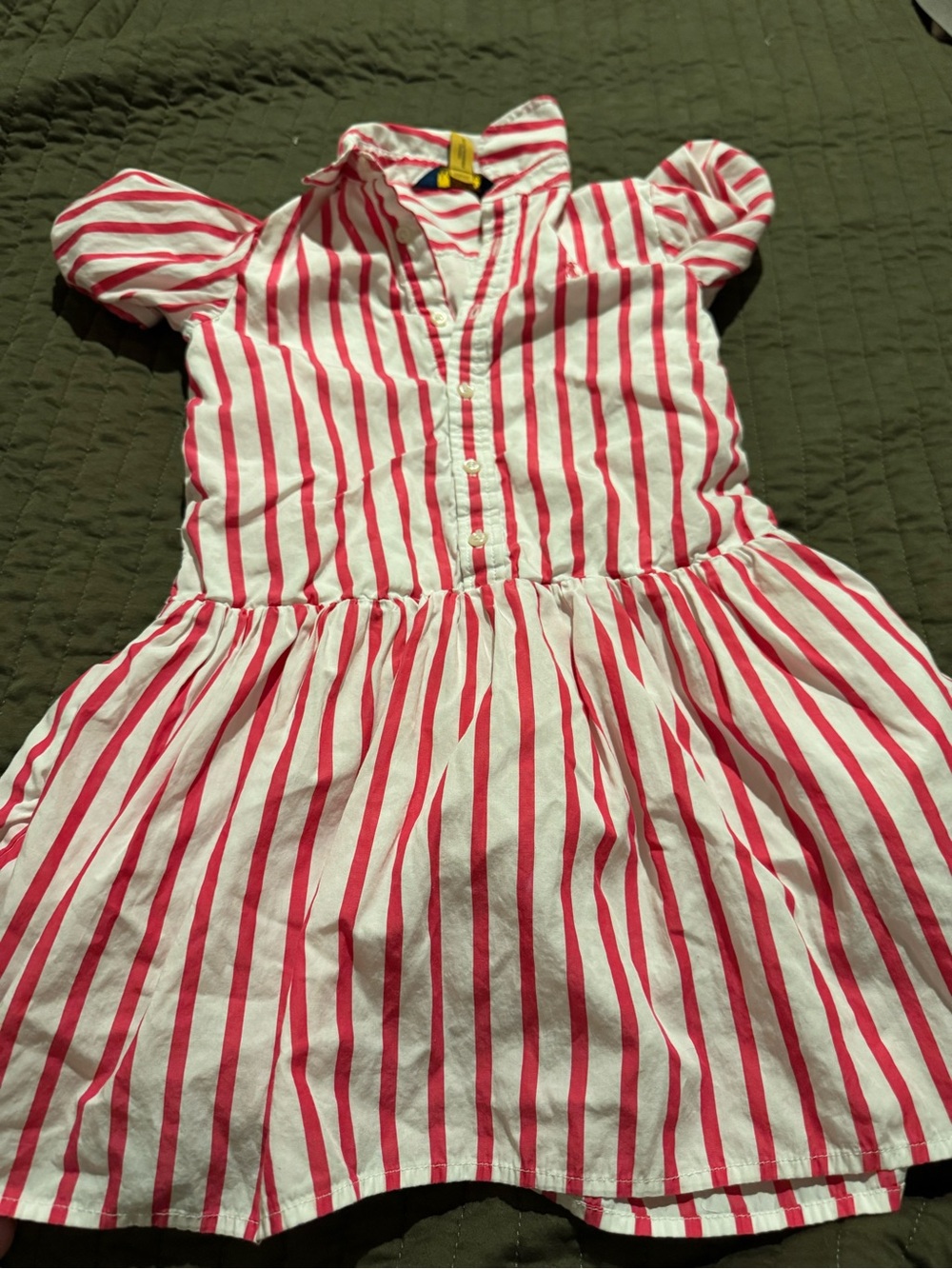 Polo by Ralph Lauren dark pink and White Striped Girls Shirt Dress